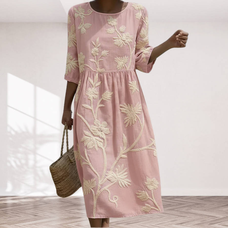 Phoebe | Plant & Flower Print Midi Dress