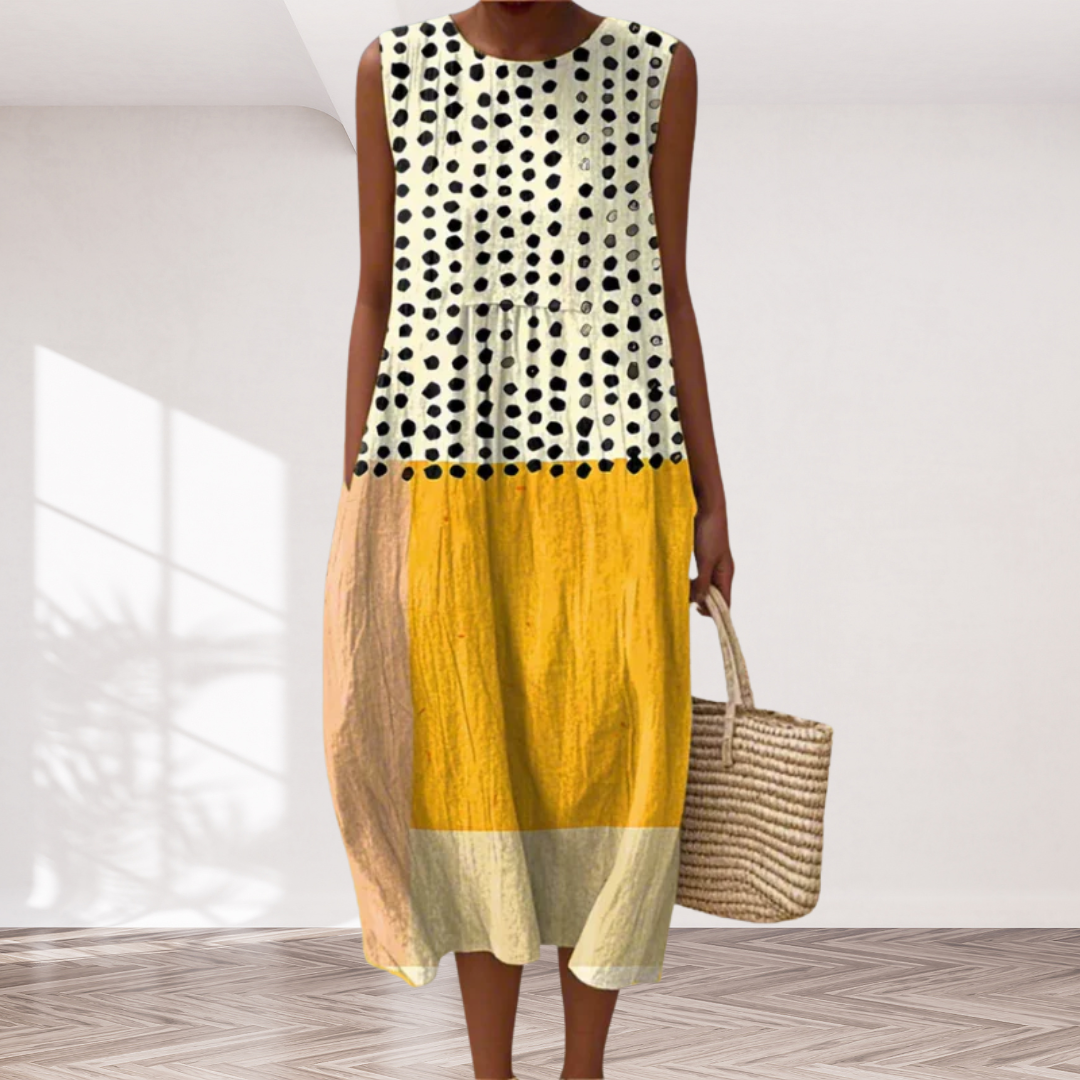 Leah™ Polka Colorblock Midi Dress