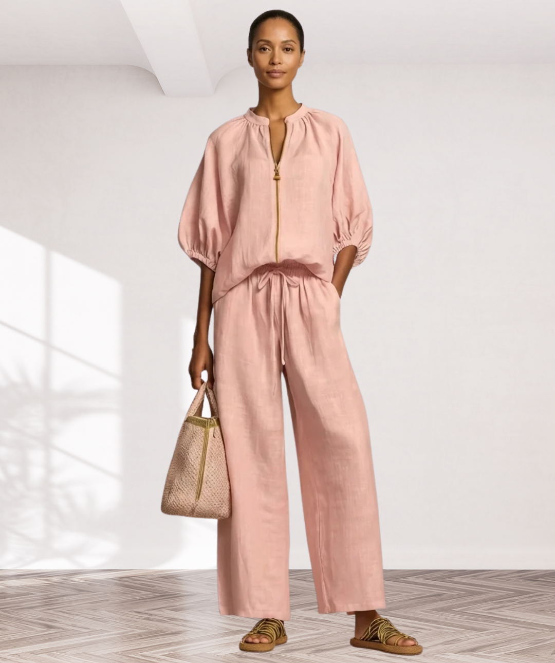 Marlowe | Zipper-Front Puff Sleeve Set