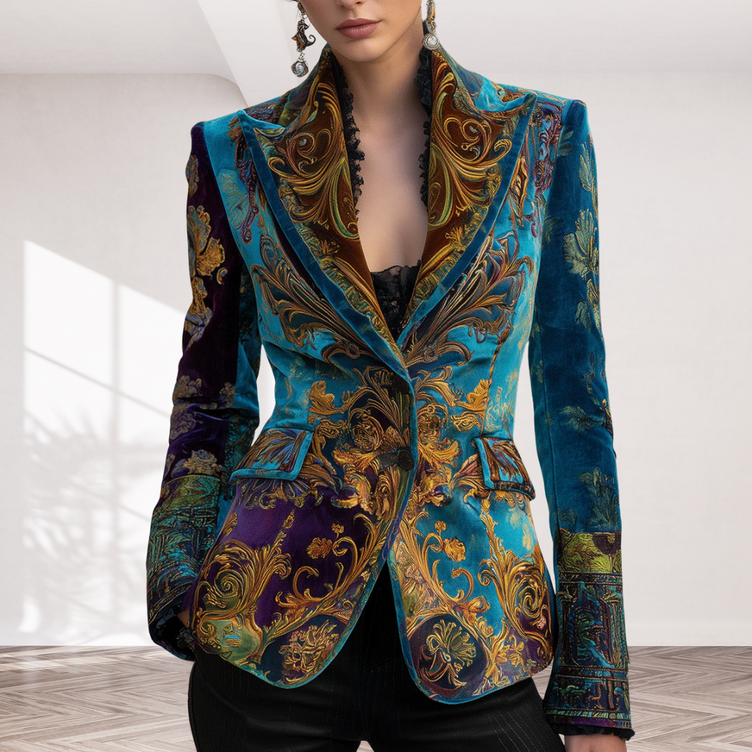 Luxury Bohemian Baroque Velvet Tailored Blazer