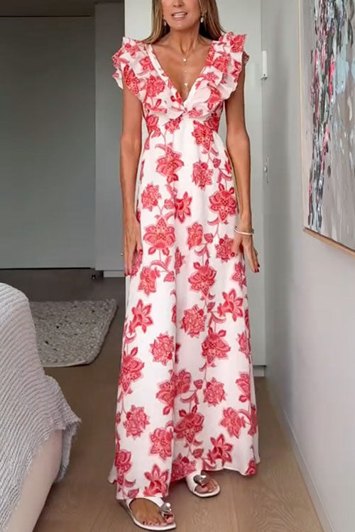 Patricia  | Ruffle Floral Print Maxi Dress