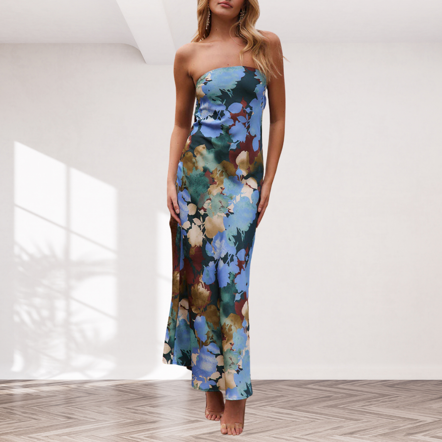 Natalie | Retro Colored Maxi Dress