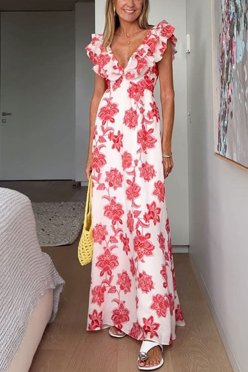 Patricia  | Ruffle Floral Print Maxi Dress