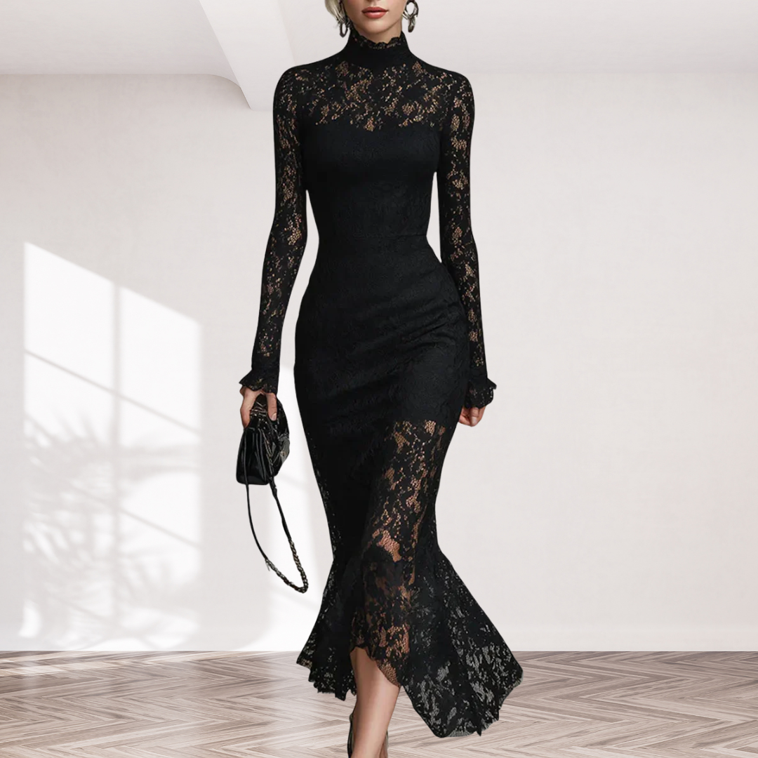 Julia | Black Lace Maxi Dress