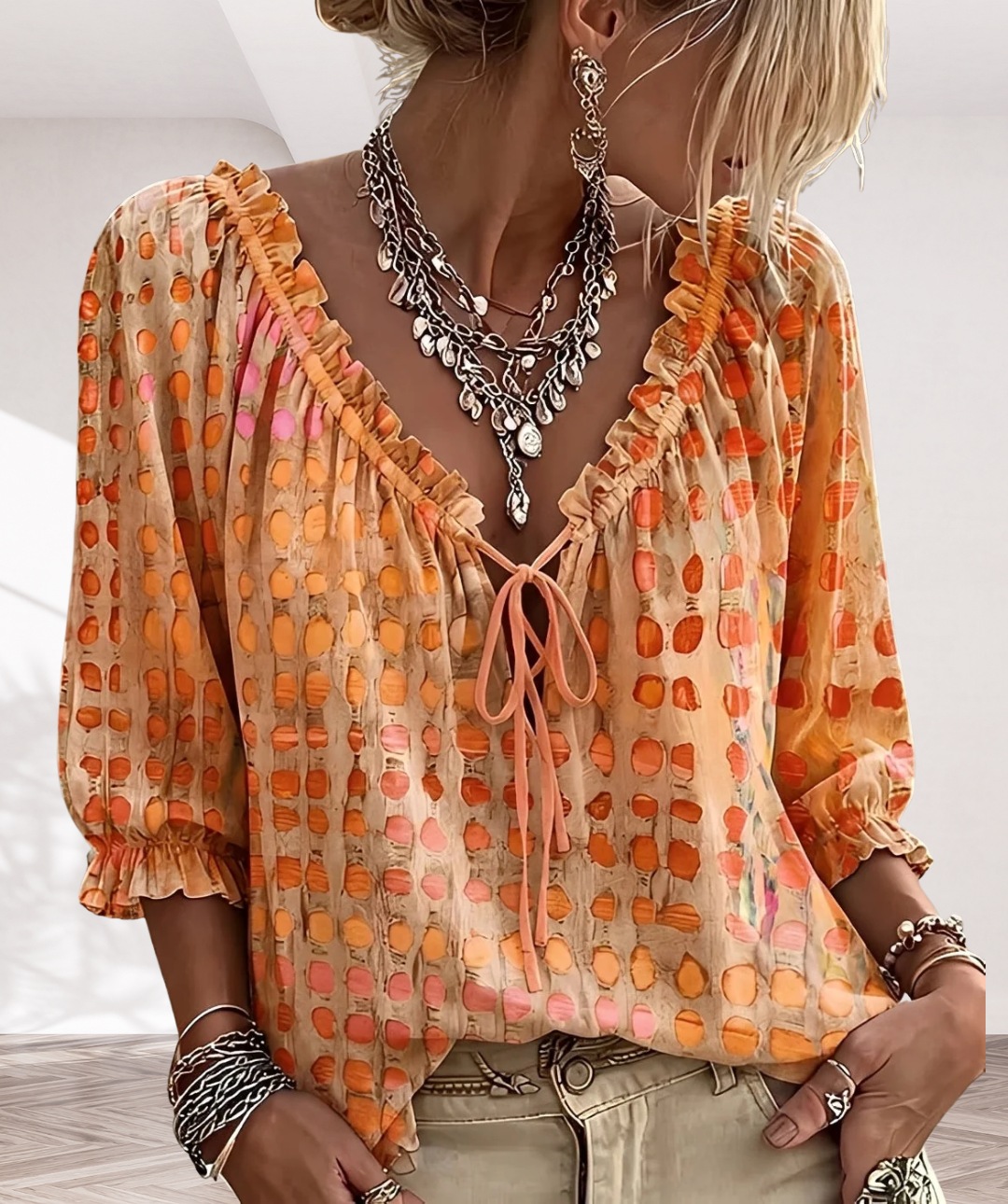 Candice - Fashionable Polka-Dot Blouse