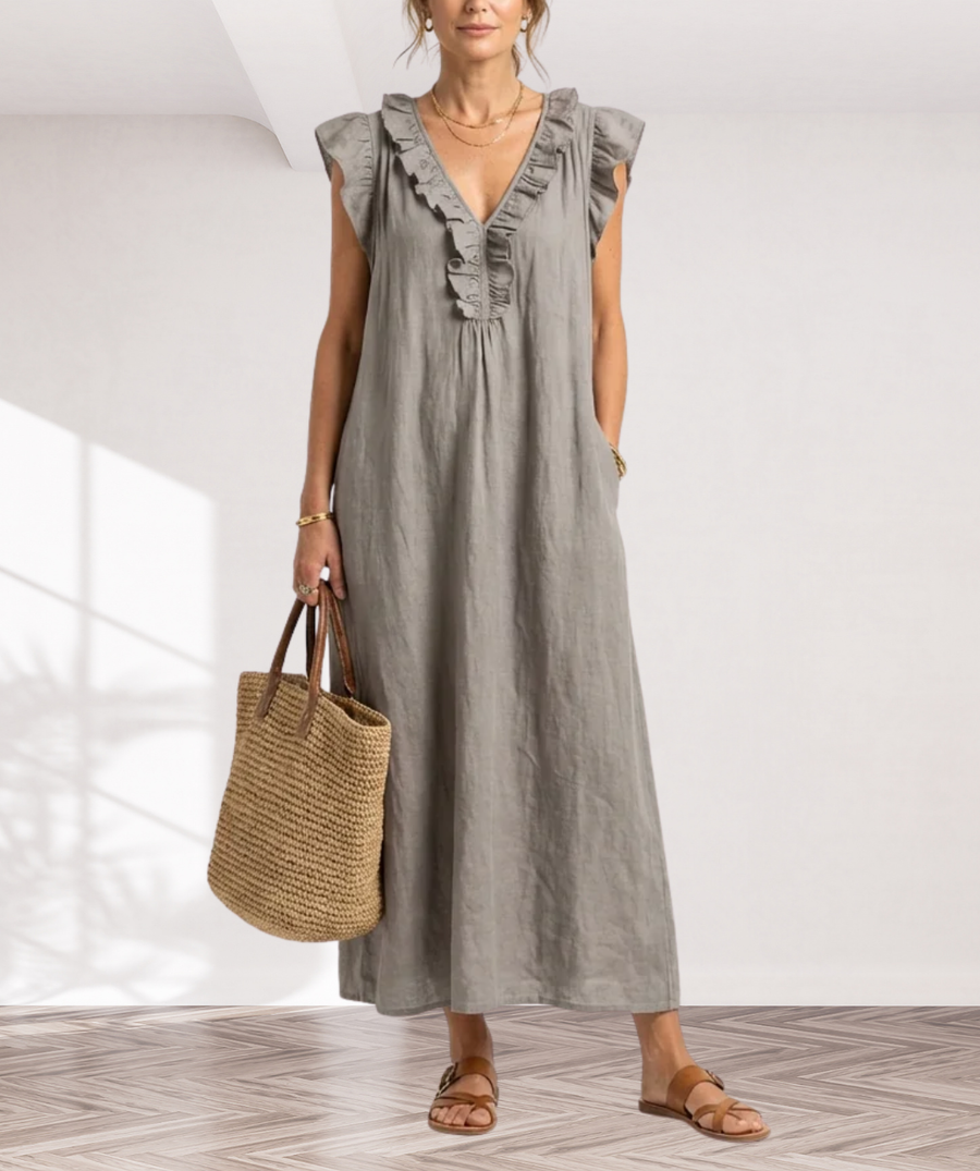 Josette | Ruffle V-Neck  Maxi Dress