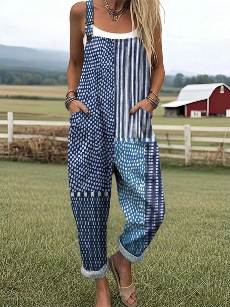 Florentina - Blue Patchwork Jumpsuit