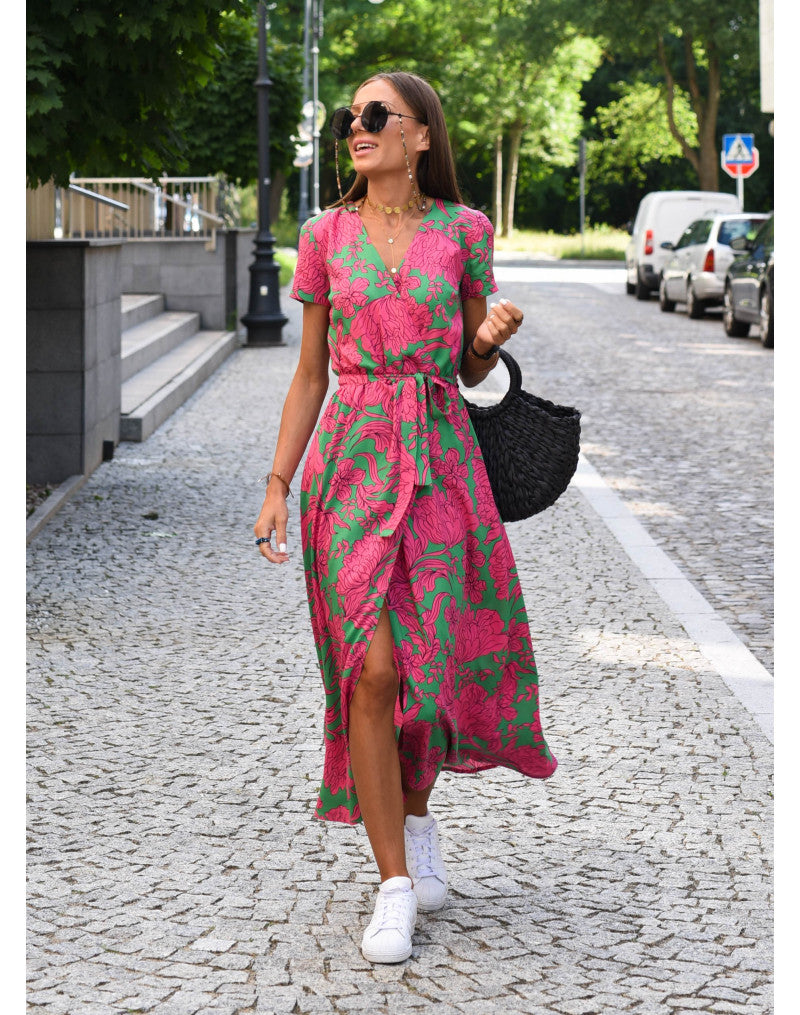 Judy | Stylish V-Neck Floral Dress