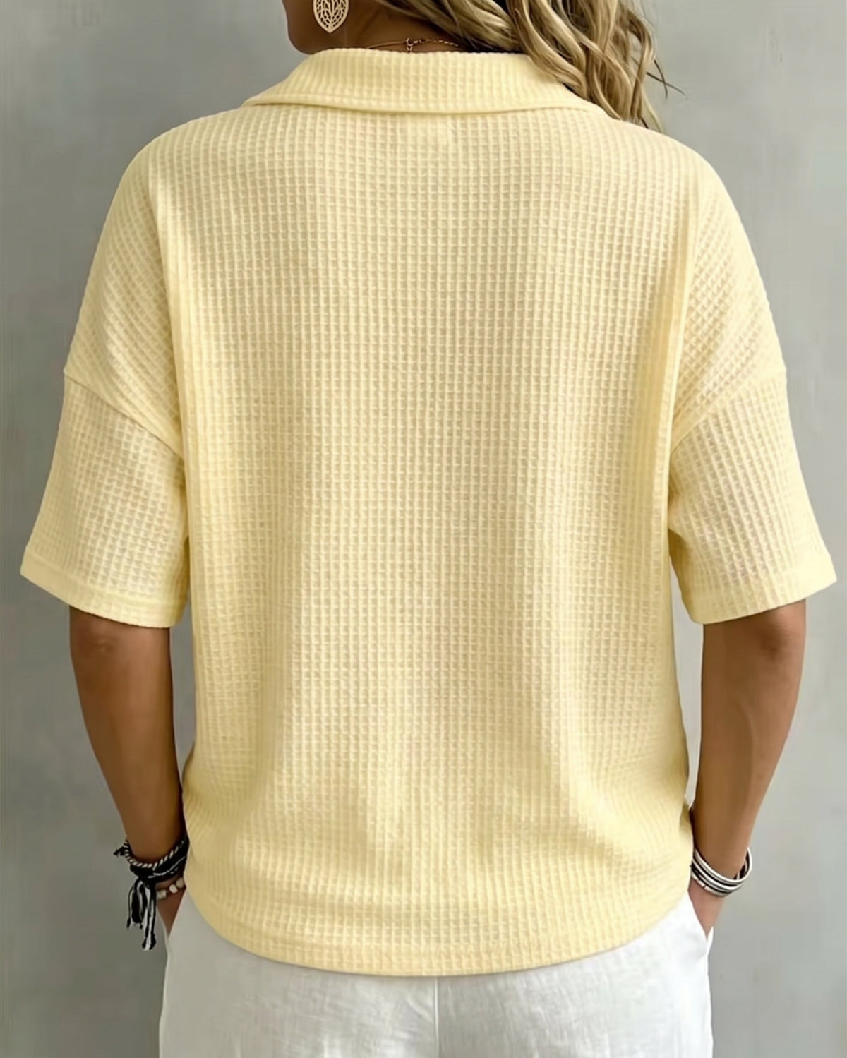 Maddison | Relaxed Waffle Polo Top