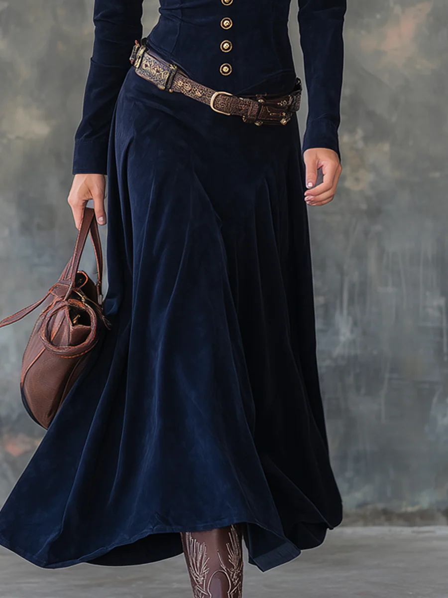 Diana | Suede Button Maxi Dress