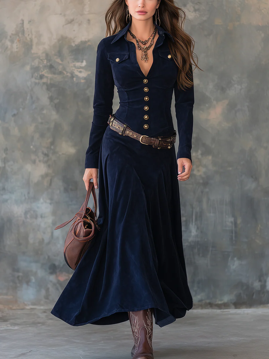 Diana | Suede Button Maxi Dress