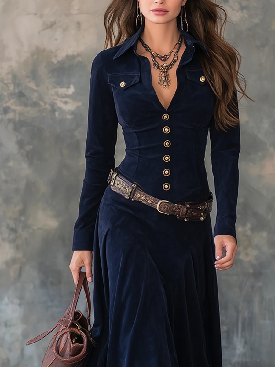 Diana | Suede Button Maxi Dress