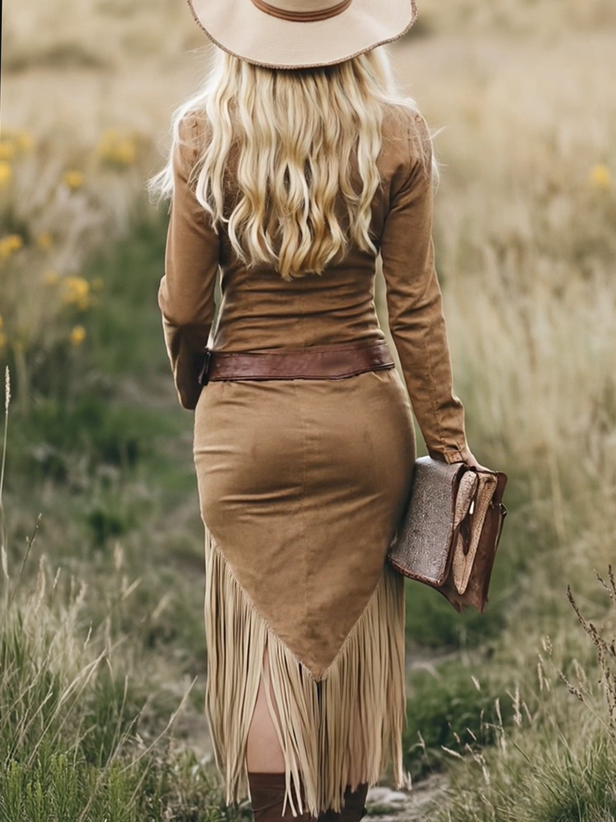 Valencia | Suede Fringe Dress