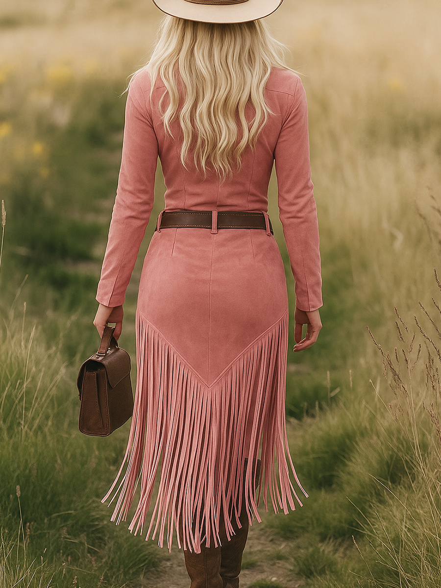 Valencia | Suede Fringe Dress
