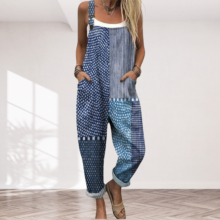 Florentina - Blue Patchwork Jumpsuit