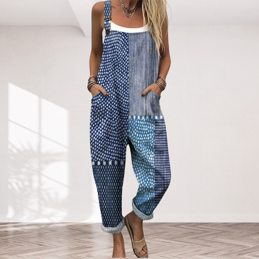 Florentina - Blue Patchwork Jumpsuit