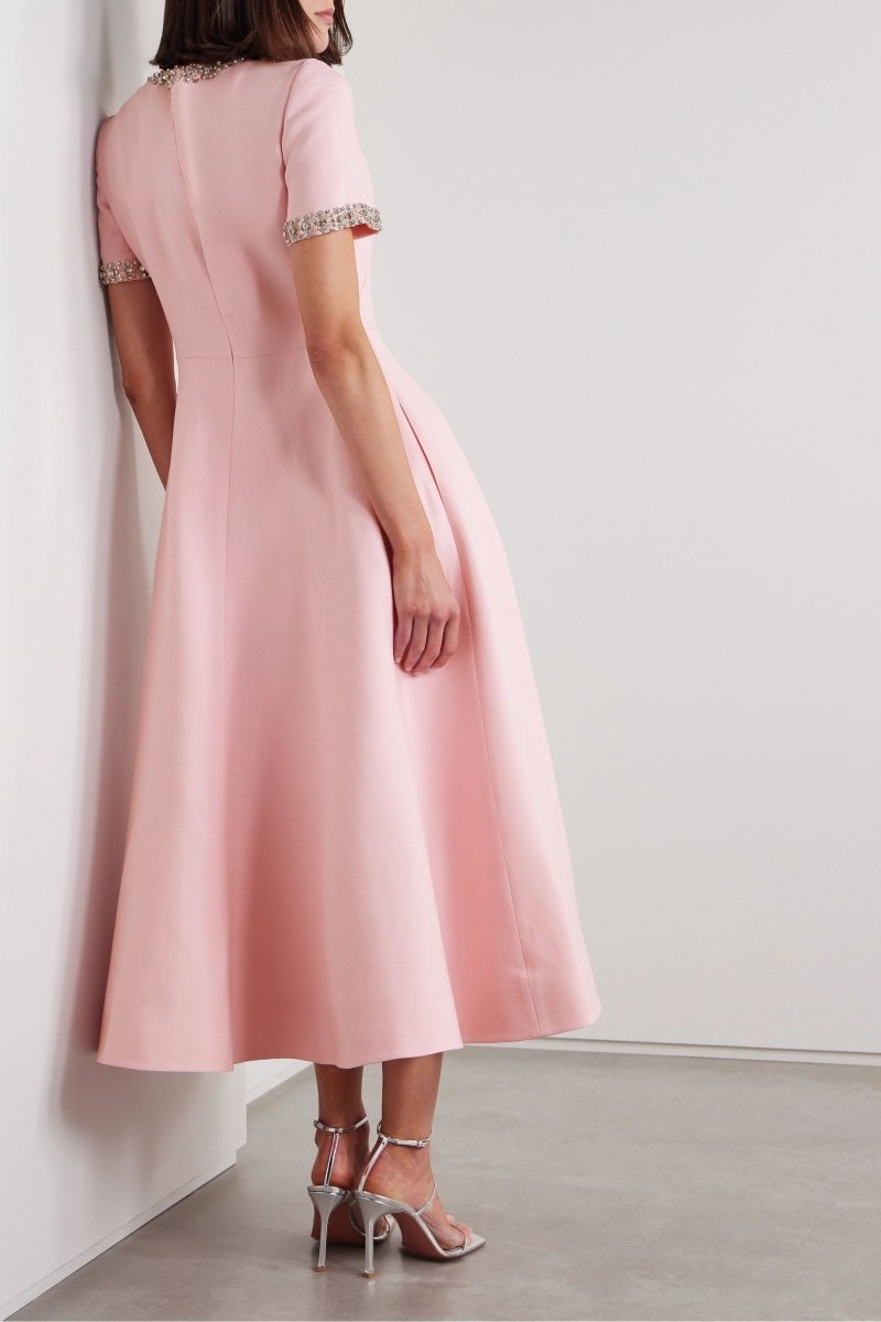 Zoe | Bow with Crystal Embellished Midi Dress